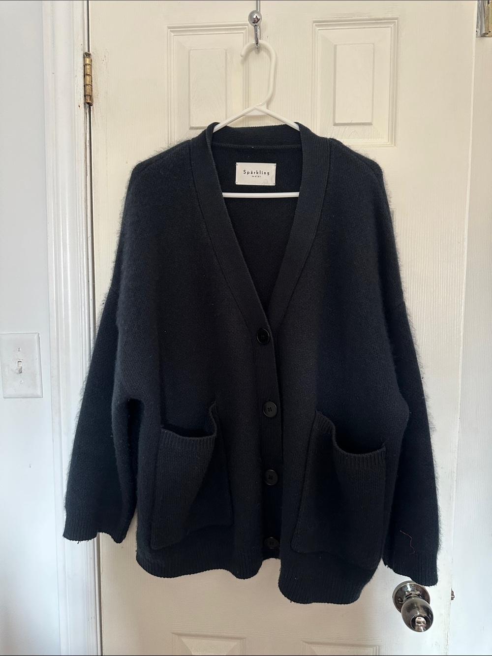 Black Cozy Button-Front Cardigan Sweater